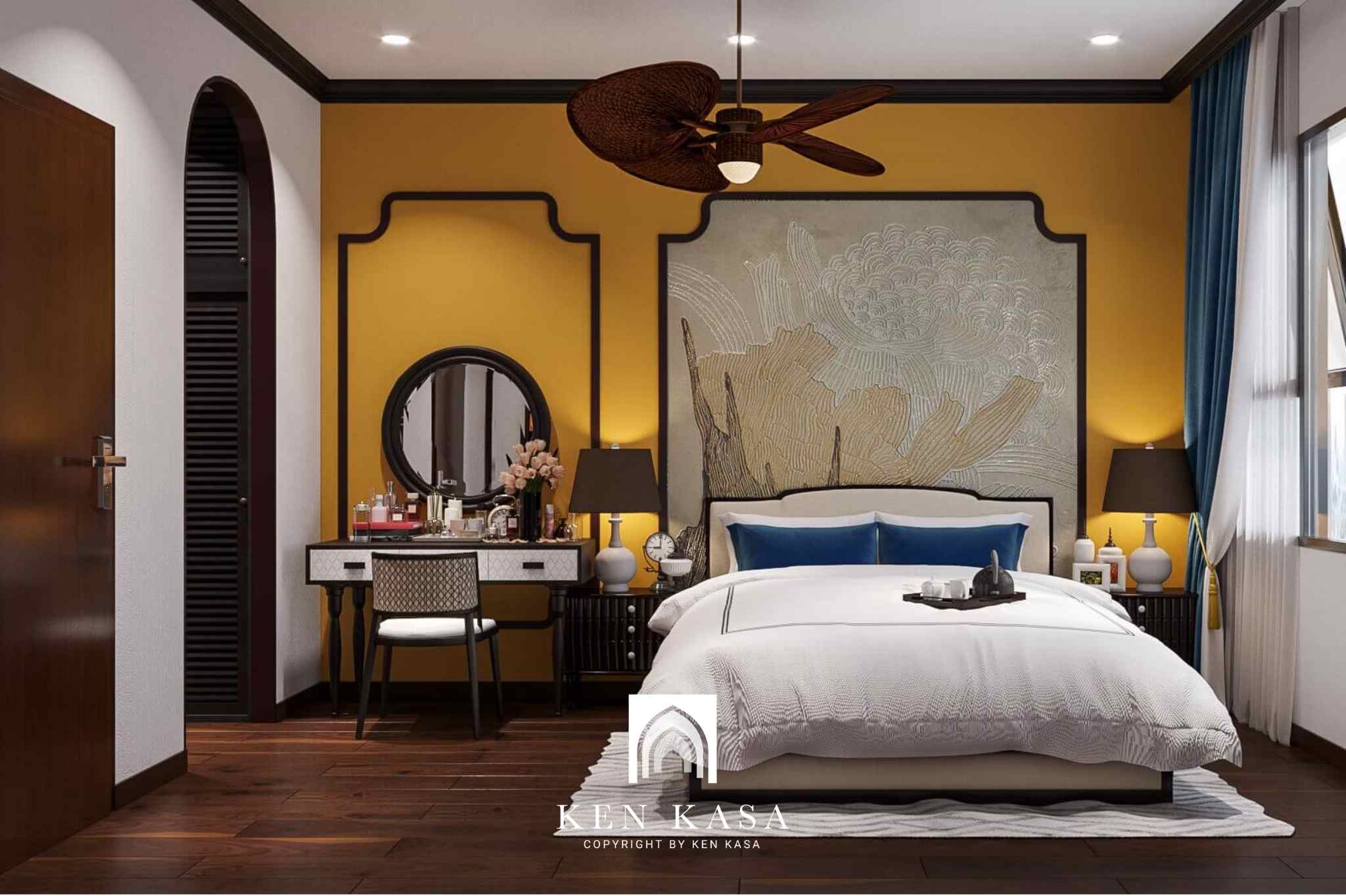Gam màu vàng được sử dụng trong thiết kế phòng ngủ 